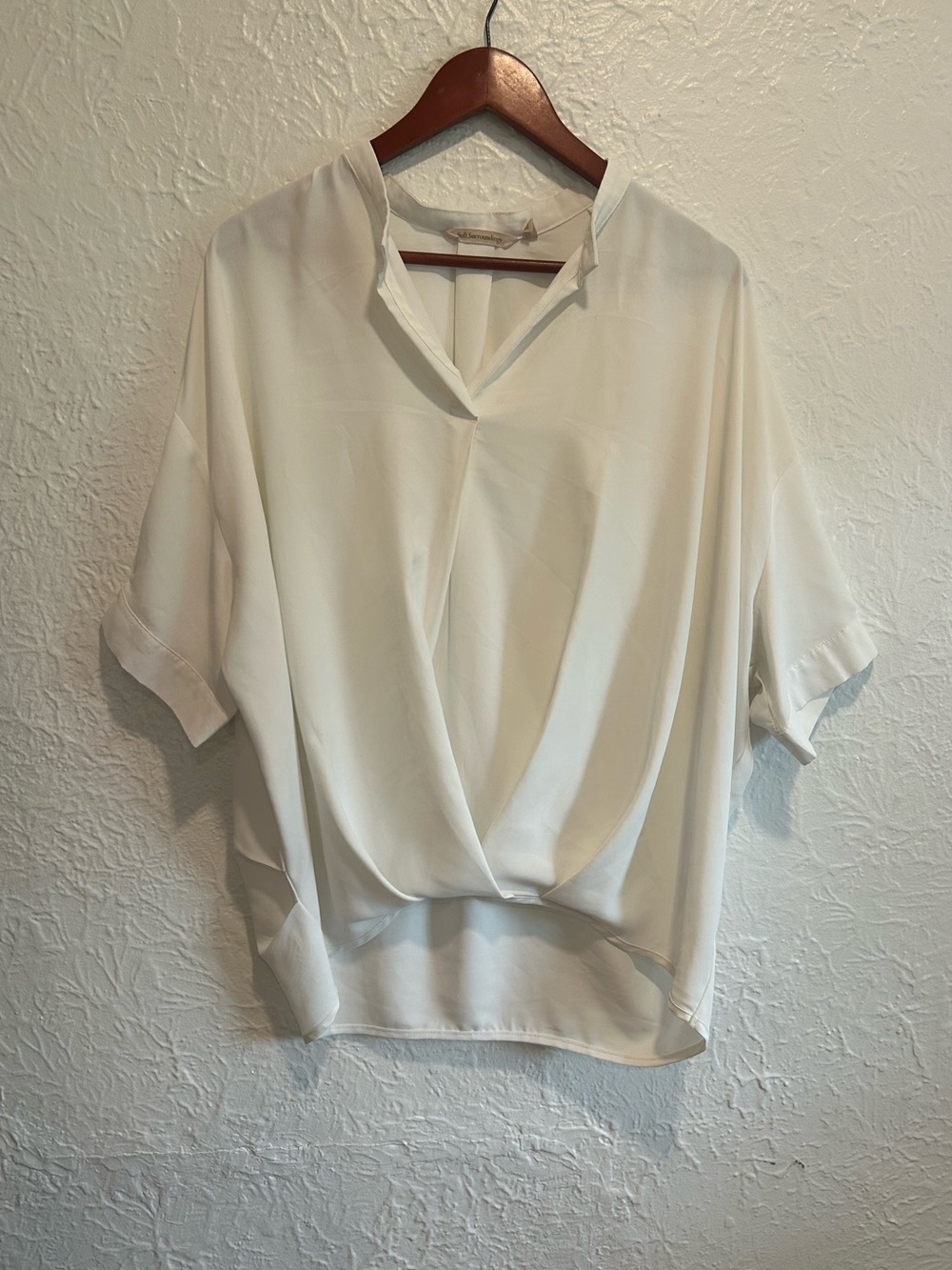 Soft Surroundings Ivory Draped V-Neck Blouse